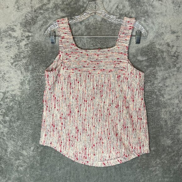 Lucky Brand Women Colorful Classic Coquette Girly Pink Soft Tweed Tank Top S - Picture 2 of 9